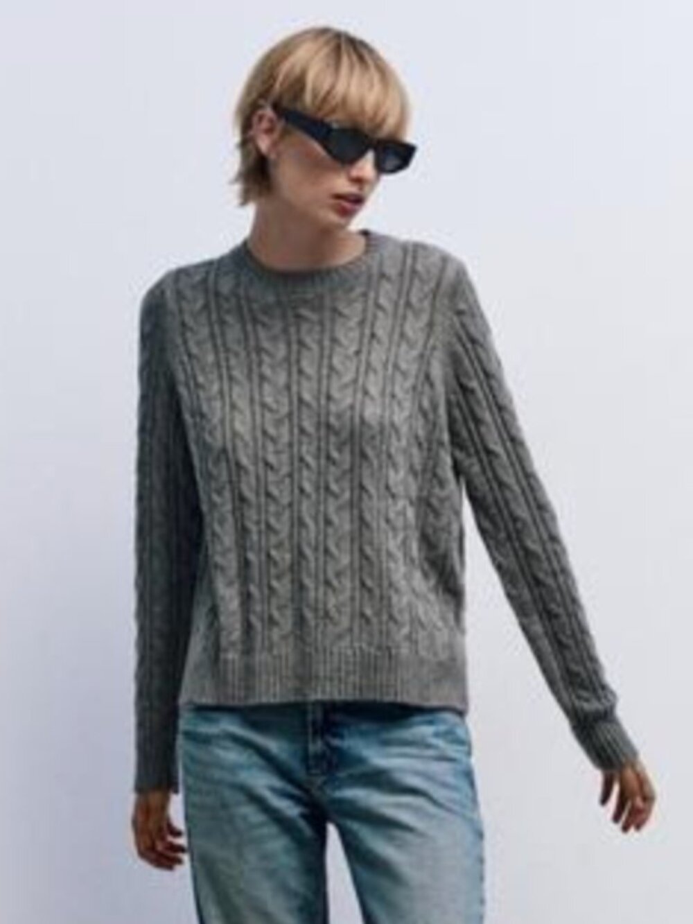 Gray Cable Knit Sweater